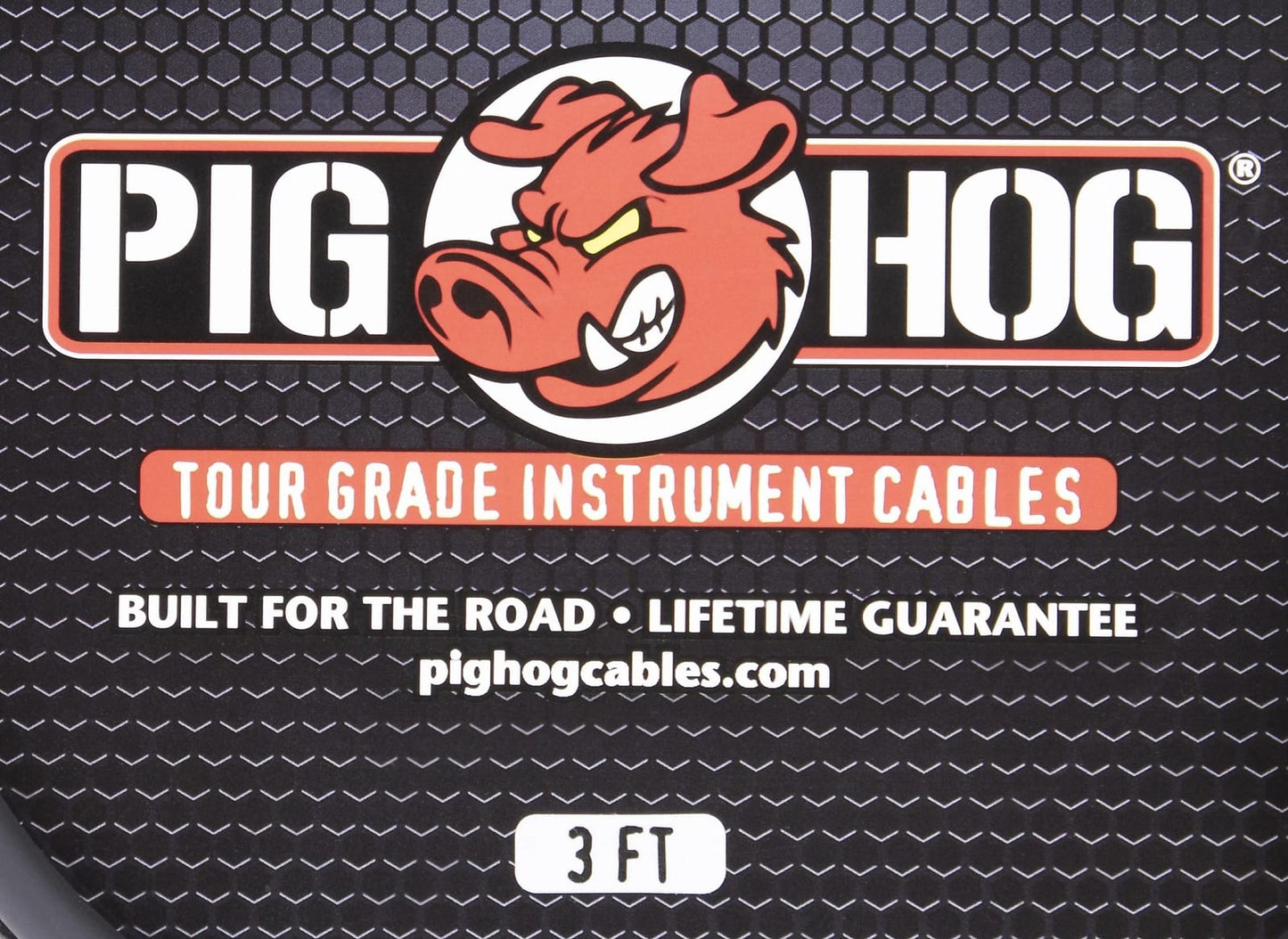 Pig Hog 8mm Straight Instrument Guitar Cord 1/4 Patch Cable 3 Feet 2 Pack