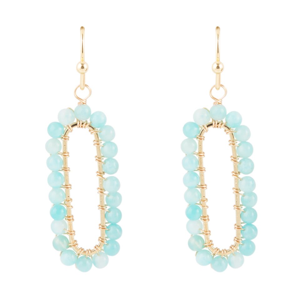 Teal Agate Endless Loop Earrings