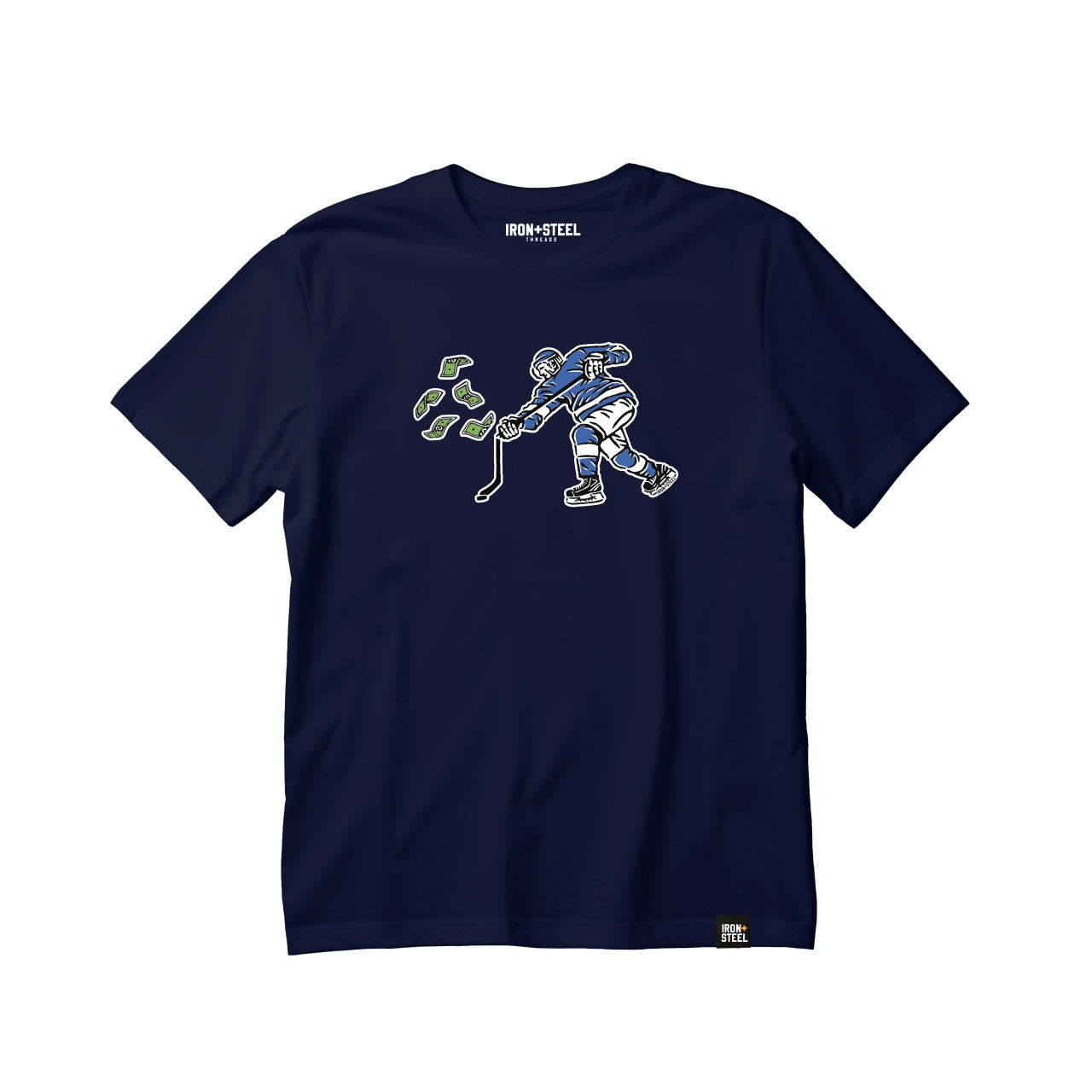 Broken Stick Hockey T-Shirt Ice Hockey T-Shirt Iron+Steel Threads