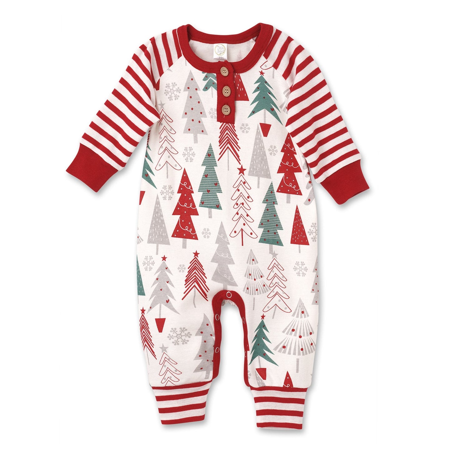 Christmas Trees Henley Cotton Romper Baby Clothes