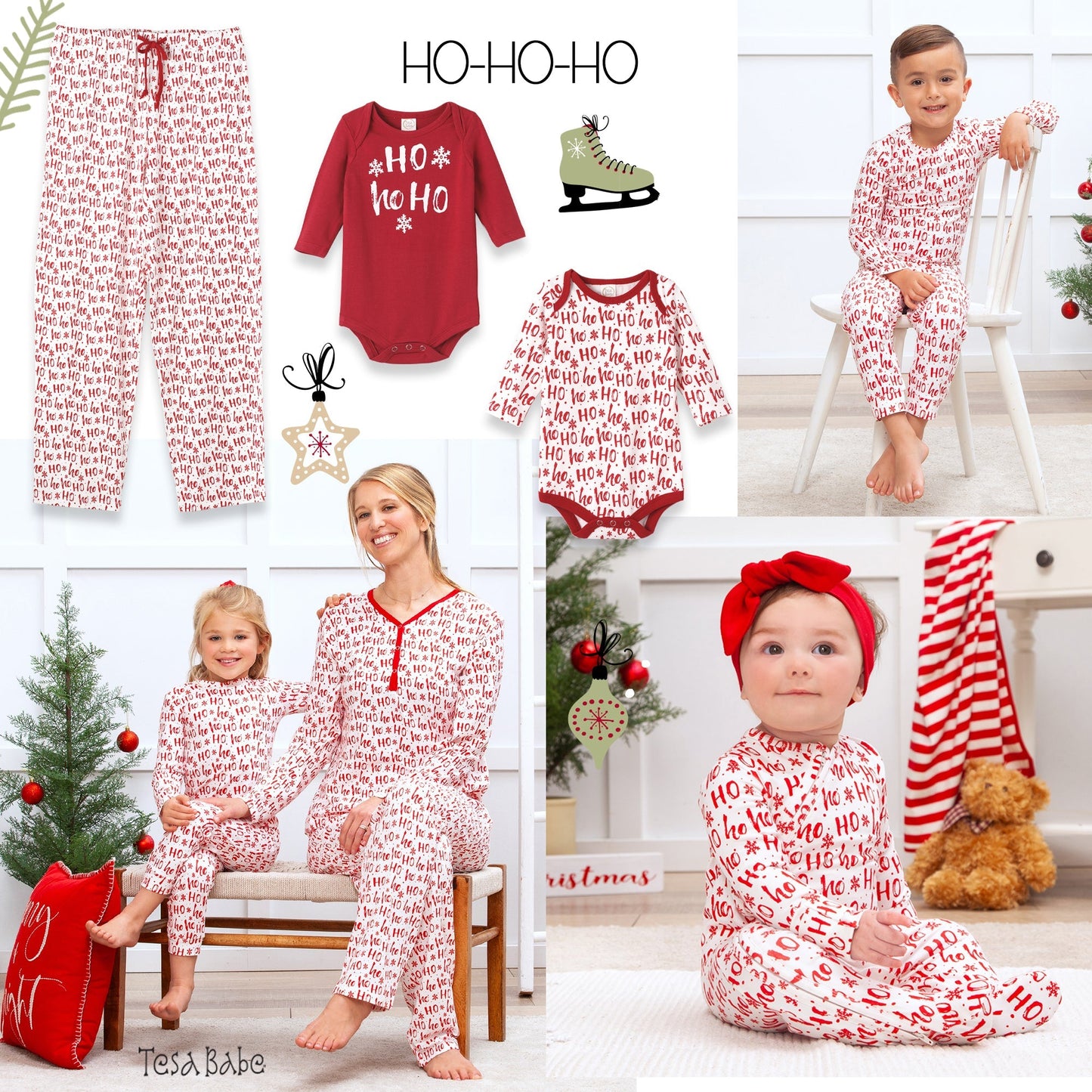Christmas 2-Pack Ho-Ho-Ho Long Sleeve Bodysuits Tesa Babe