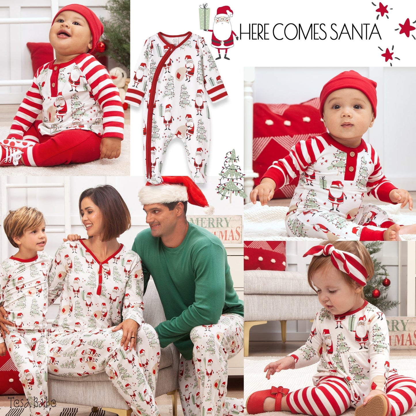 Christmas Santa Bamboo Cozy Zipper Romper Tesa Babe