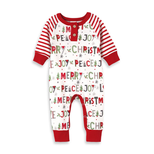 Peace Love Joy Bamboo Stretchy Romper Christmas Tesa Babe