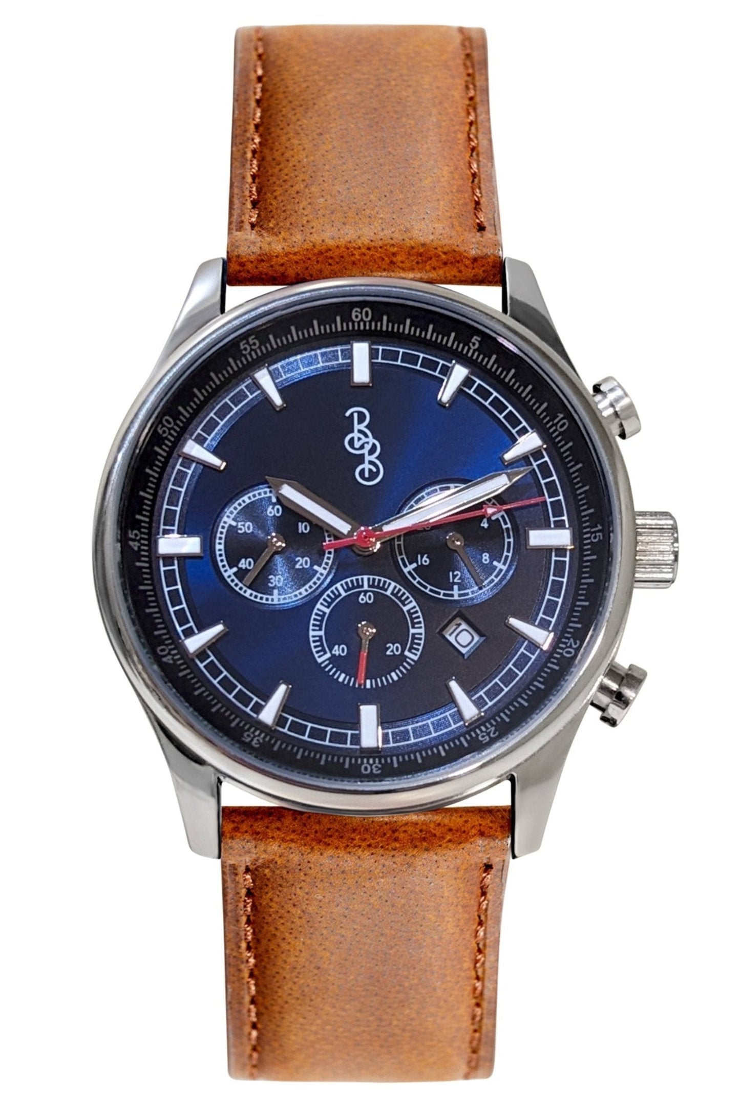 Blue Sport Chronograph Blue Silicone Strap Watch The Beyond Boring Watch Company