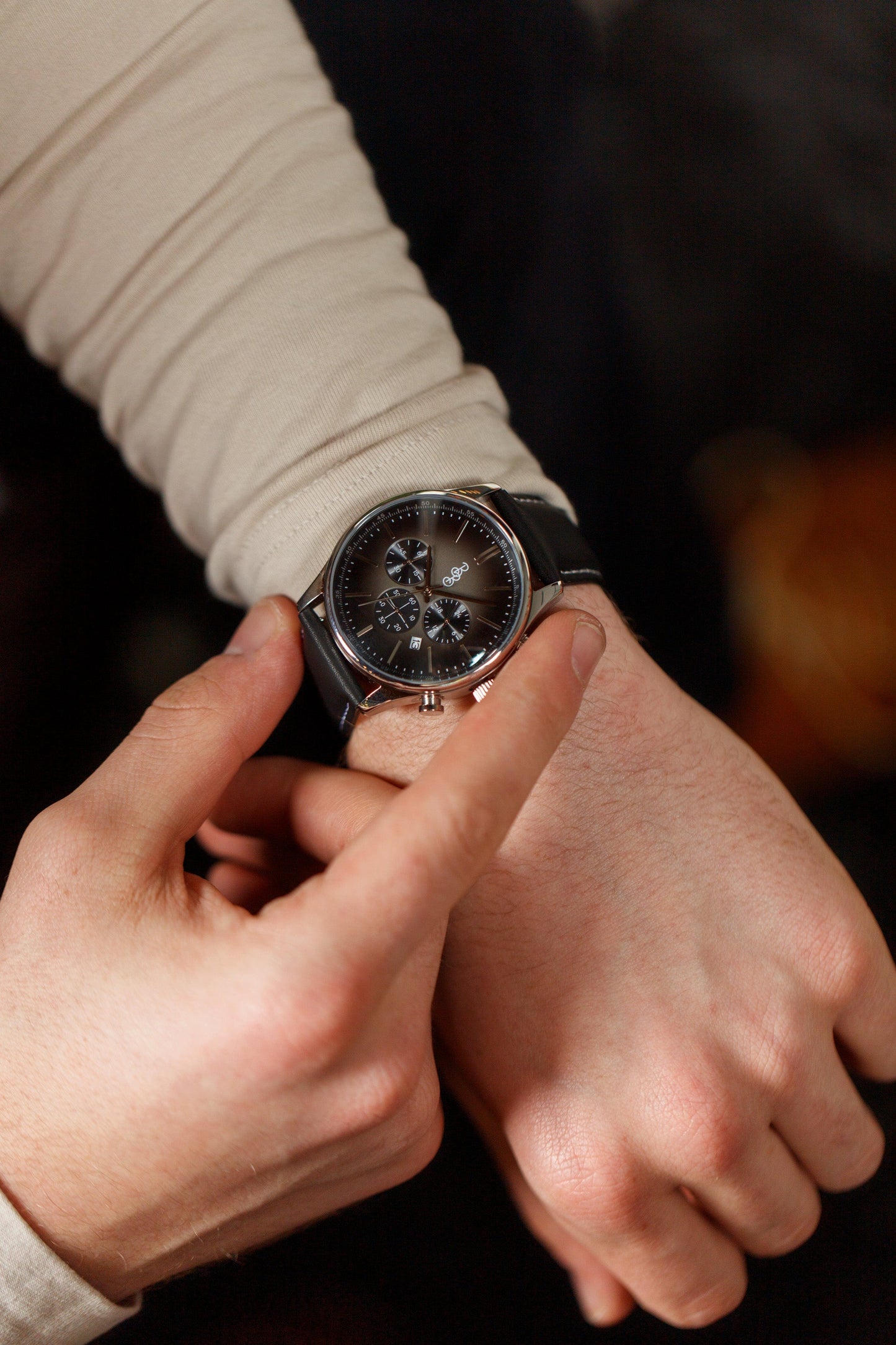 Gray Retro Chronograph Watch with 316L Stainless Steel Case The Beyond Boring Watch Company
