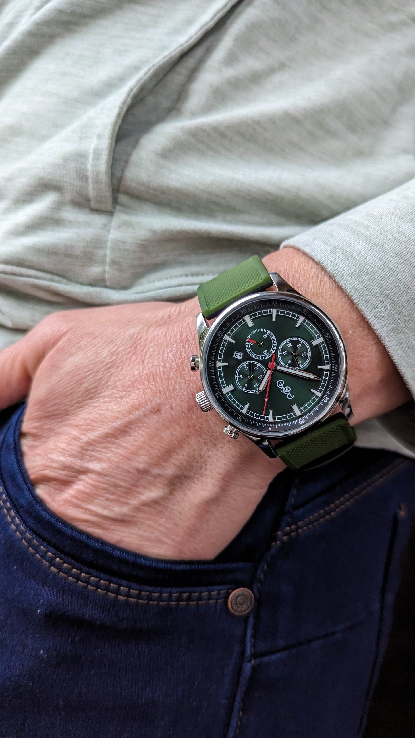 Green Silicone Sport Chronograph Watch The Beyond Boring Watch Company