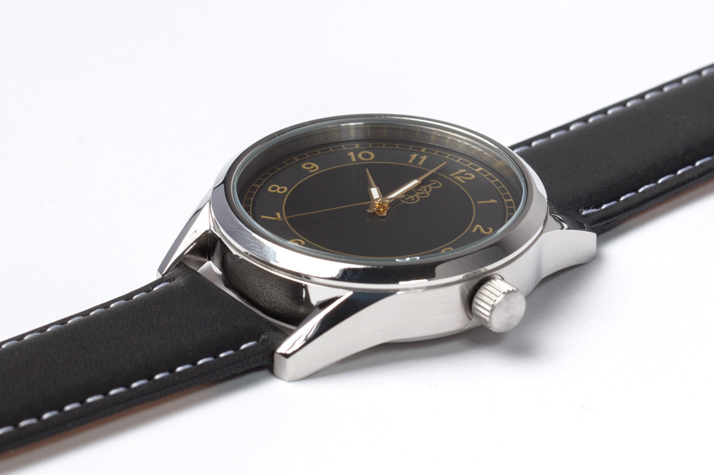 Black and Gold Classic Watch Stainless Steel or Leather Strap