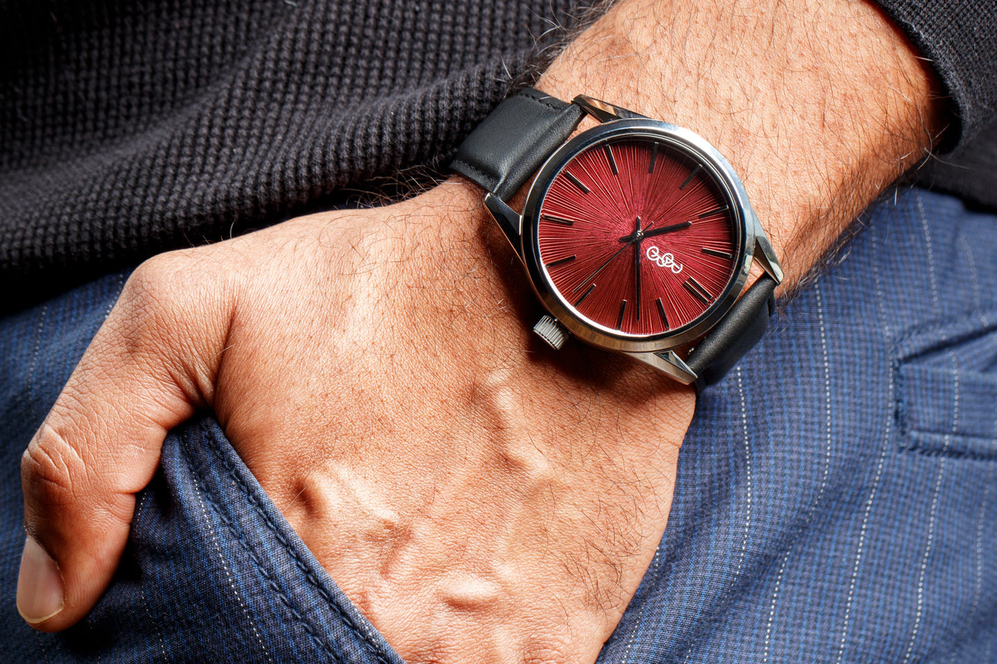 Burgundy Sunburst 39mm Watch