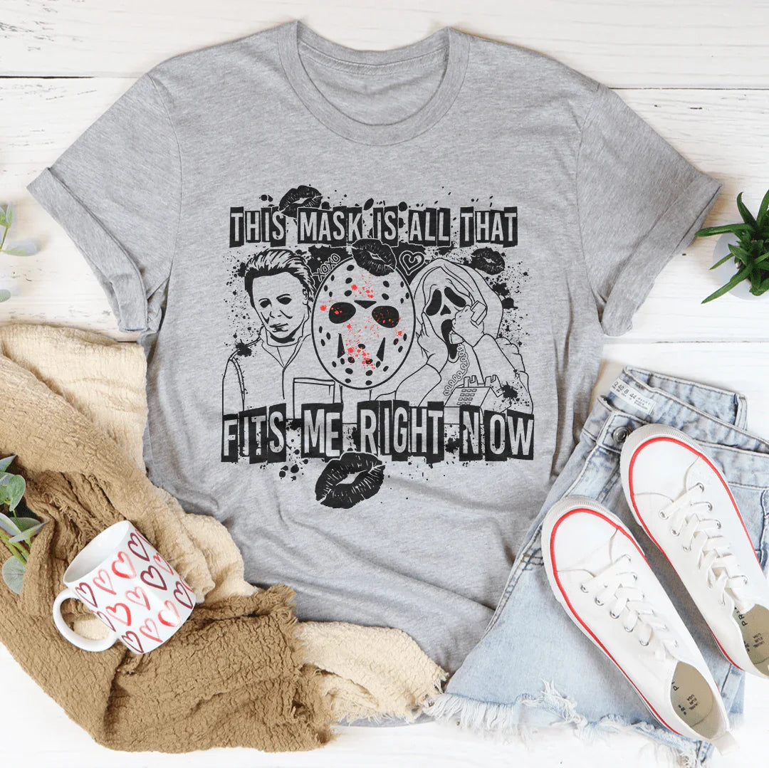 This Mask Is All That Fits Me Right Now Halloween Tee 100% Ring-Spun Cotton T-Shirt Peachy Sunday