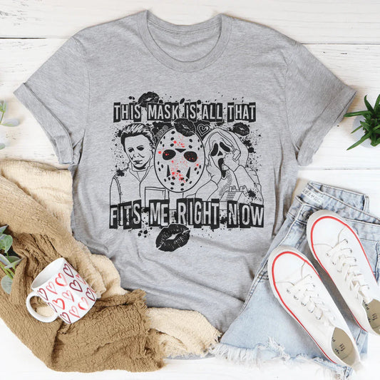 This Mask Is All That Fits Me Right Now Halloween Tee 100% Ring-Spun Cotton T-Shirt Peachy Sunday
