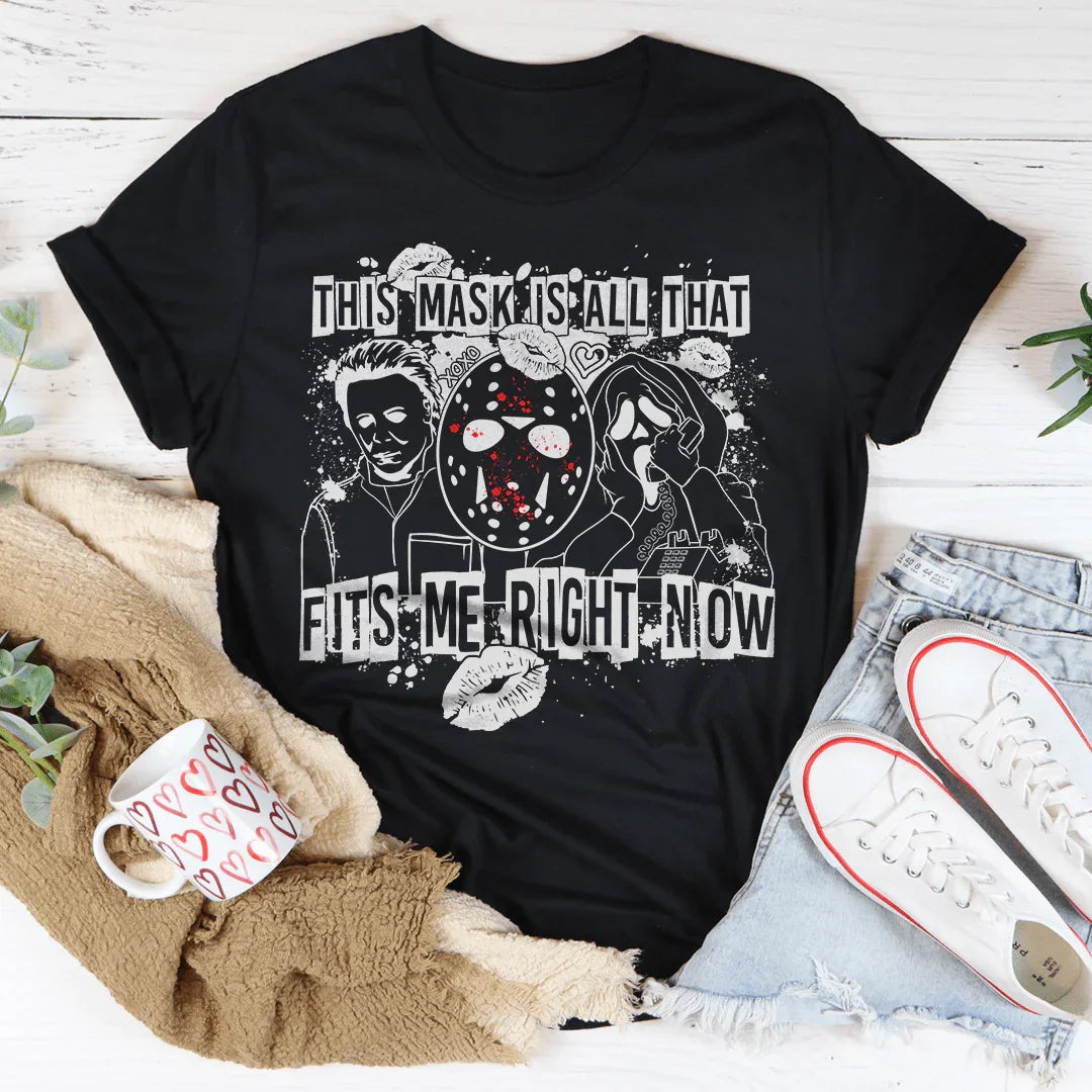 This Mask Is All That Fits Me Right Now Halloween Tee 100% Ring-Spun Cotton T-Shirt Peachy Sunday