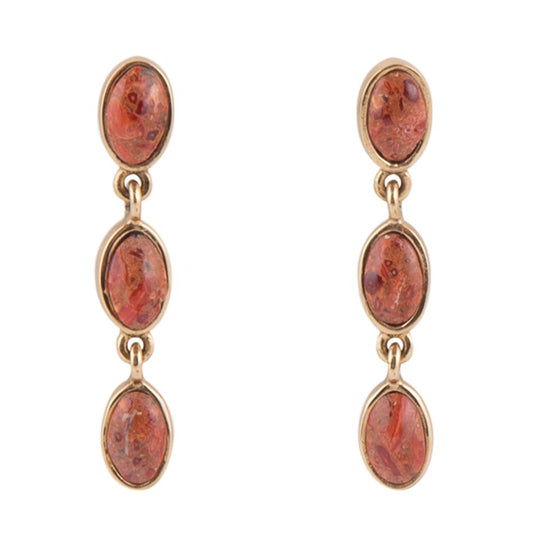 Three Times the Orange Sponge Coral Golden Drop Earrings