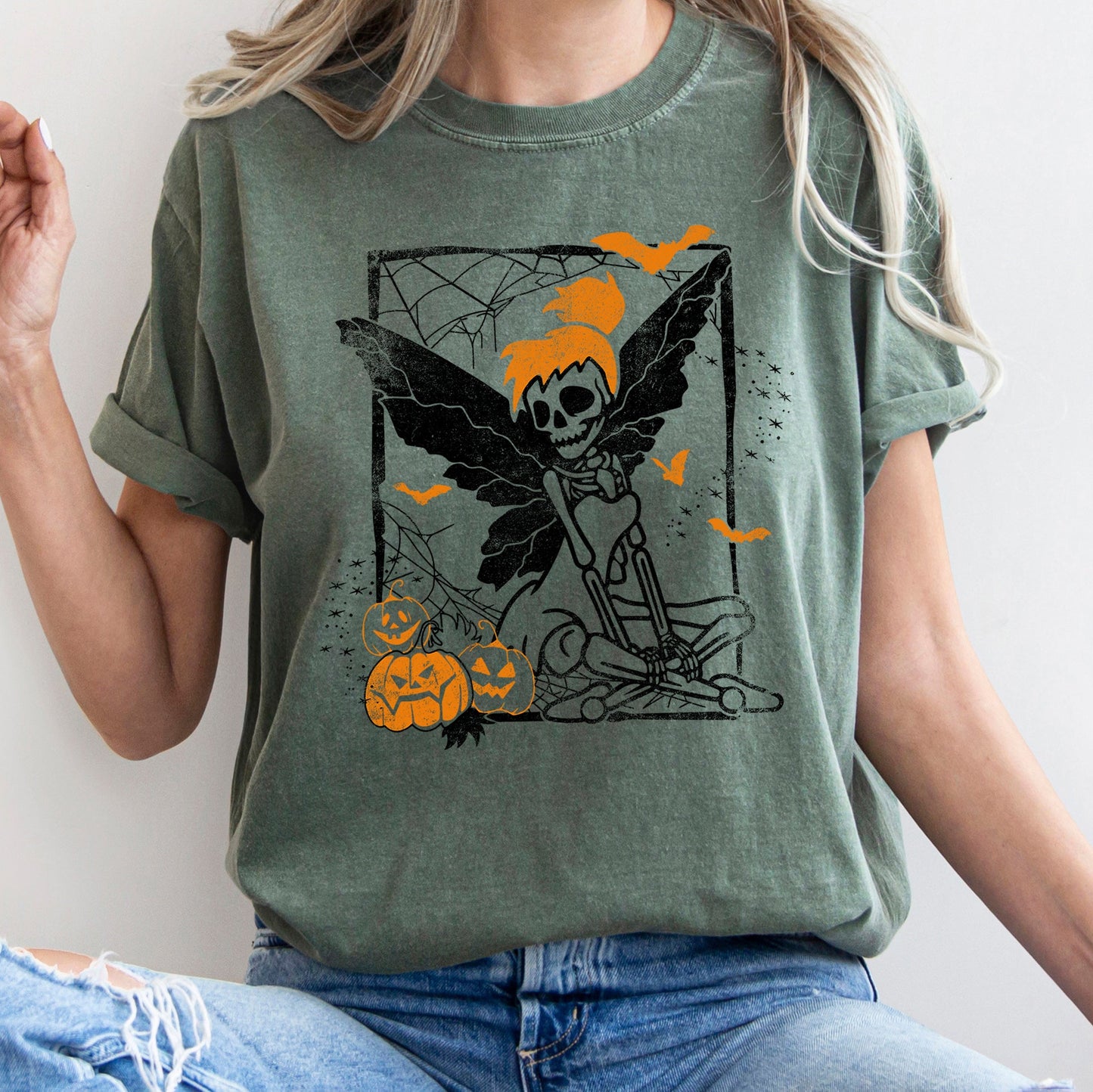 Tinkerbell Skeleton Retro Halloween Comfort Colors Tshirt