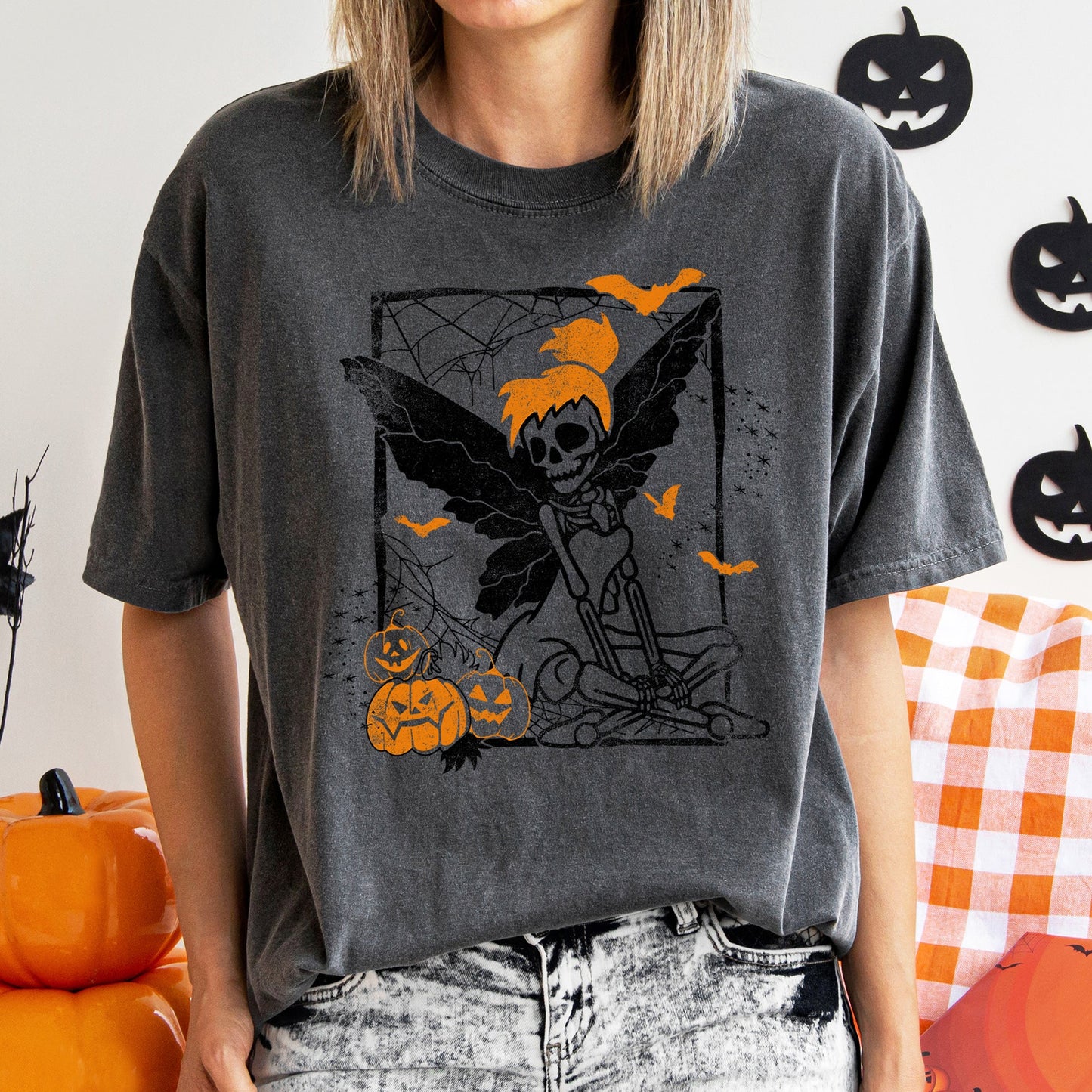 Tinkerbell Skeleton Retro Halloween Comfort Colors Tshirt