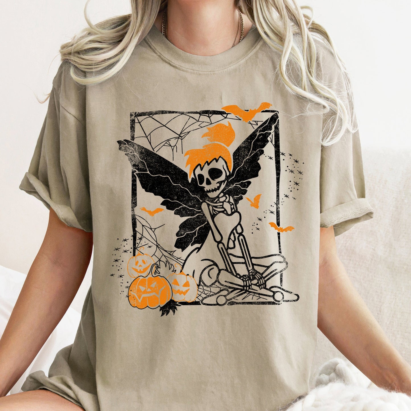 Tinkerbell Skeleton Retro Halloween Comfort Colors Tshirt