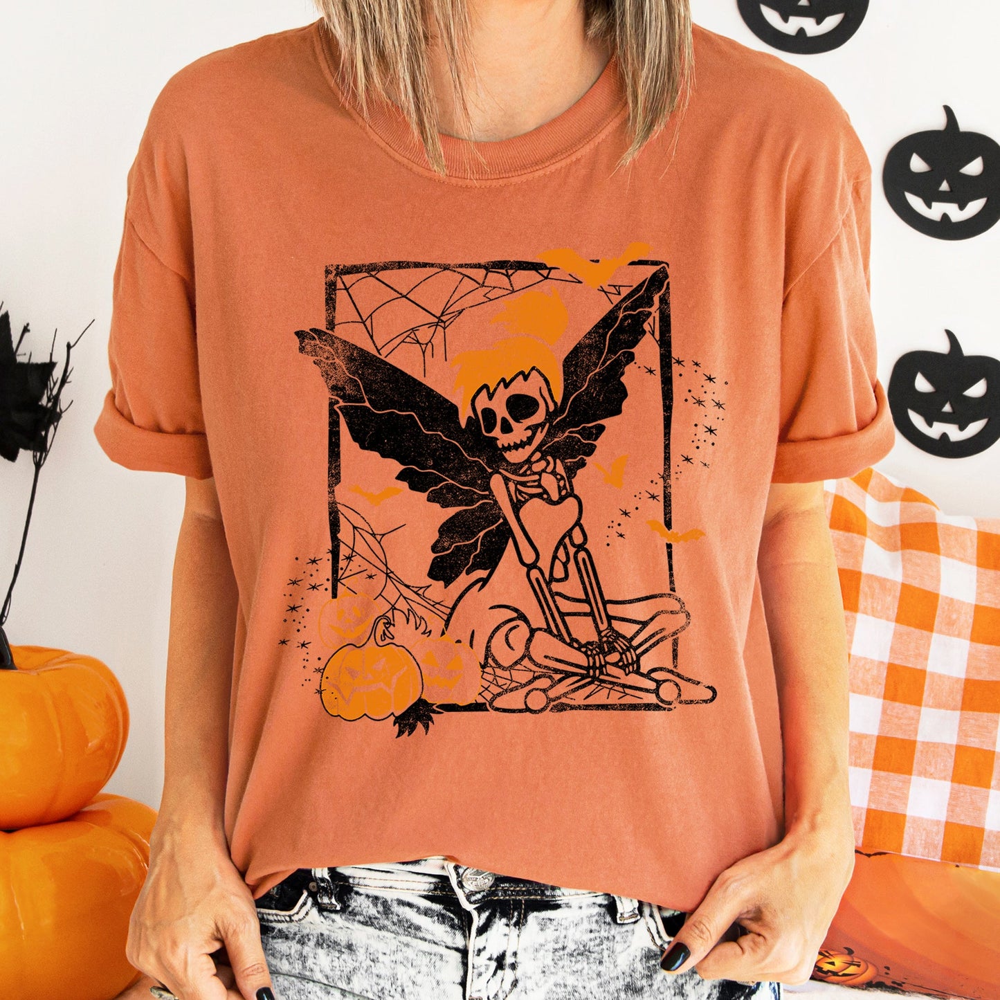 Tinkerbell Skeleton Retro Halloween Comfort Colors Tshirt