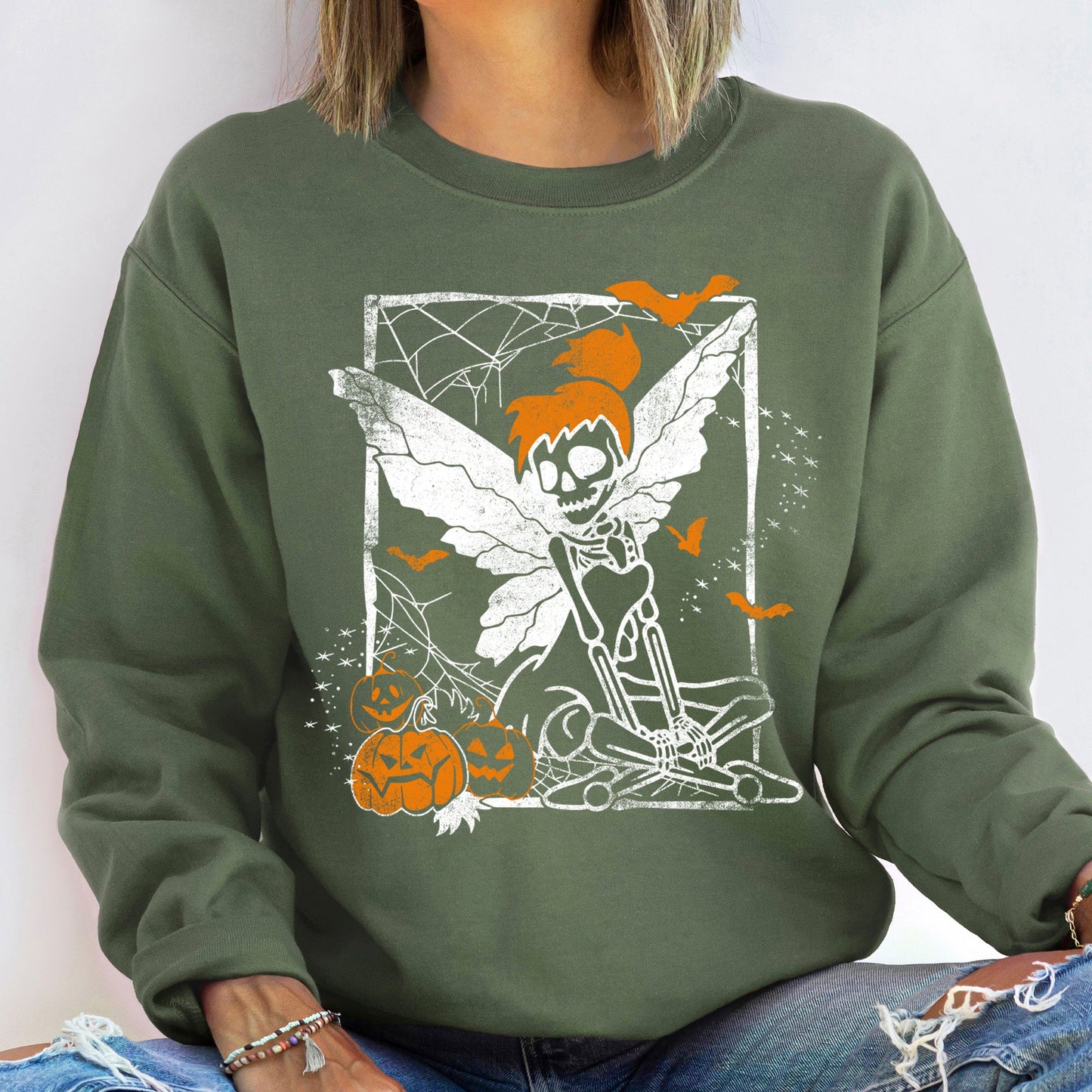 Tinkerbell Skeleton Vintage Halloween Sweatshirt