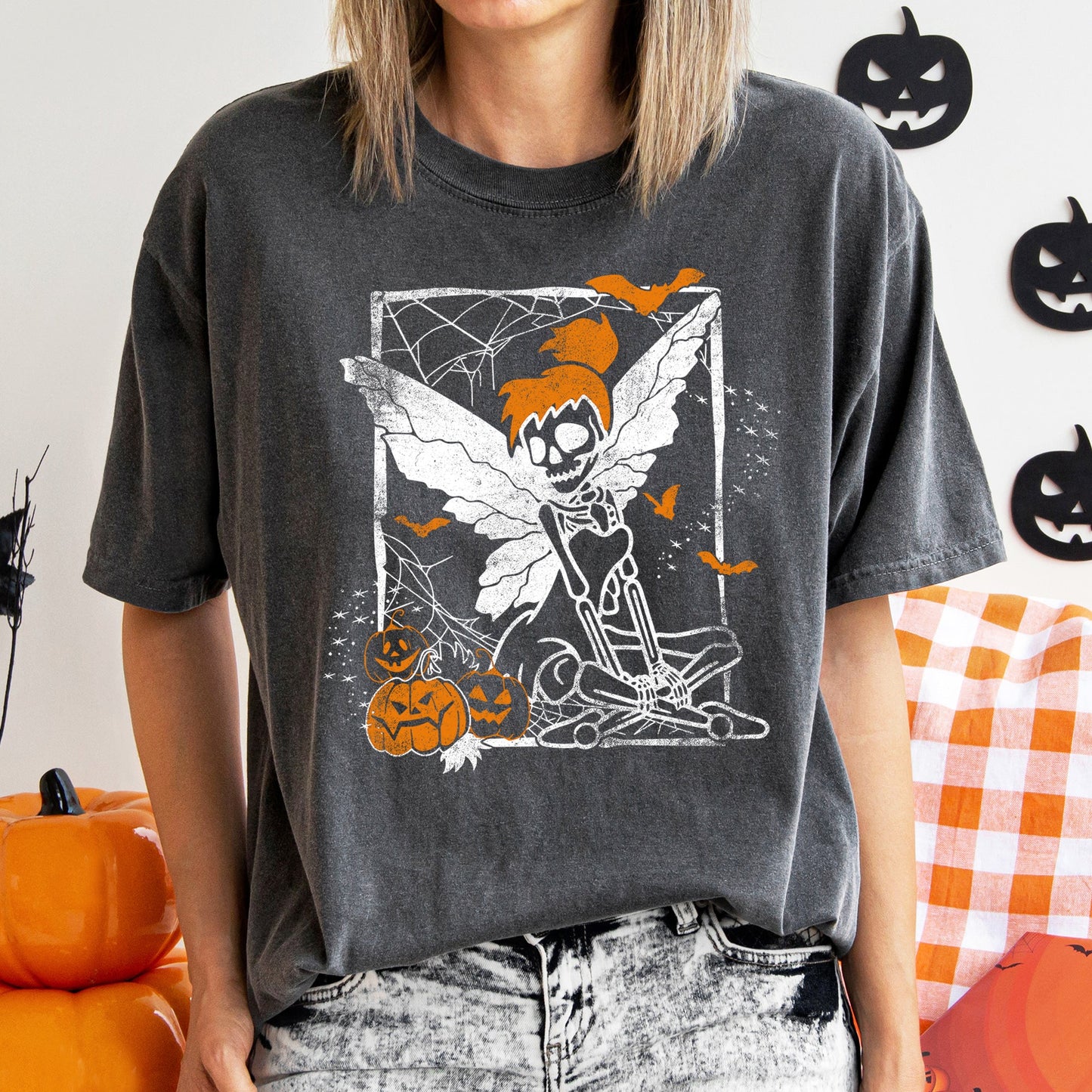 Tinkerbell Skeleton Retro Halloween Comfort Colors Tshirt