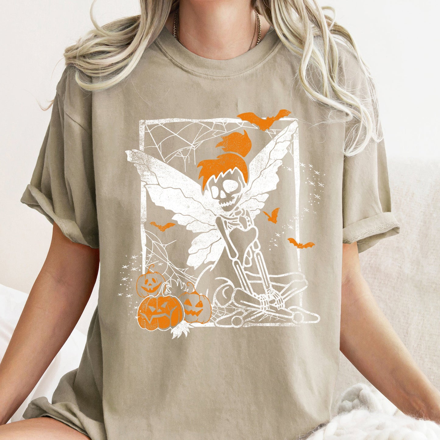 Tinkerbell Skeleton Retro Halloween Comfort Colors Tshirt