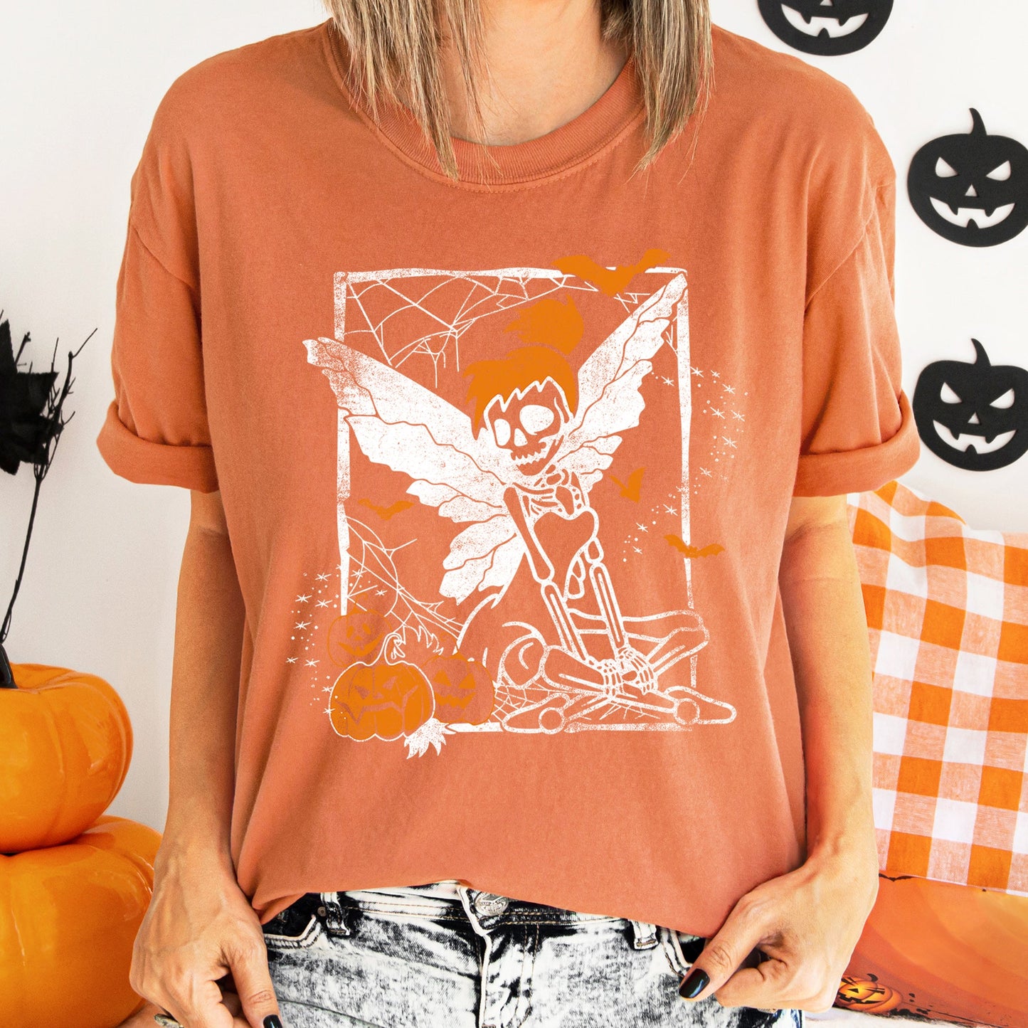 Tinkerbell Skeleton Retro Halloween Comfort Colors Tshirt