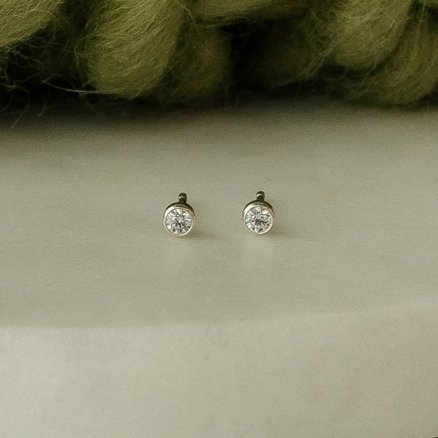Tiny Crystal 14k Gold Filled Stud Earrings Sela Designs