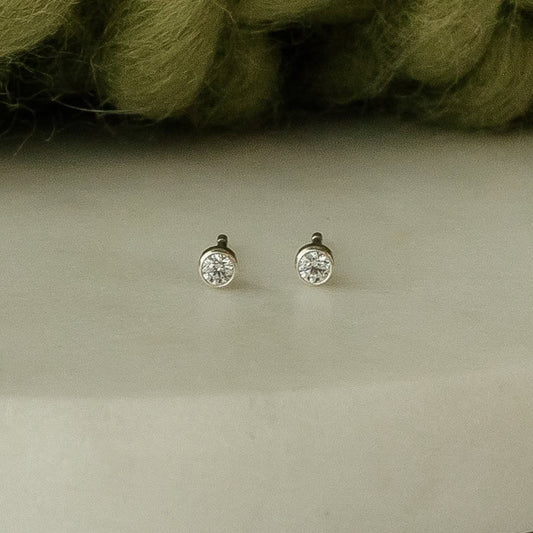 Tiny Crystal 14k Gold Filled Stud Earrings Sela Designs