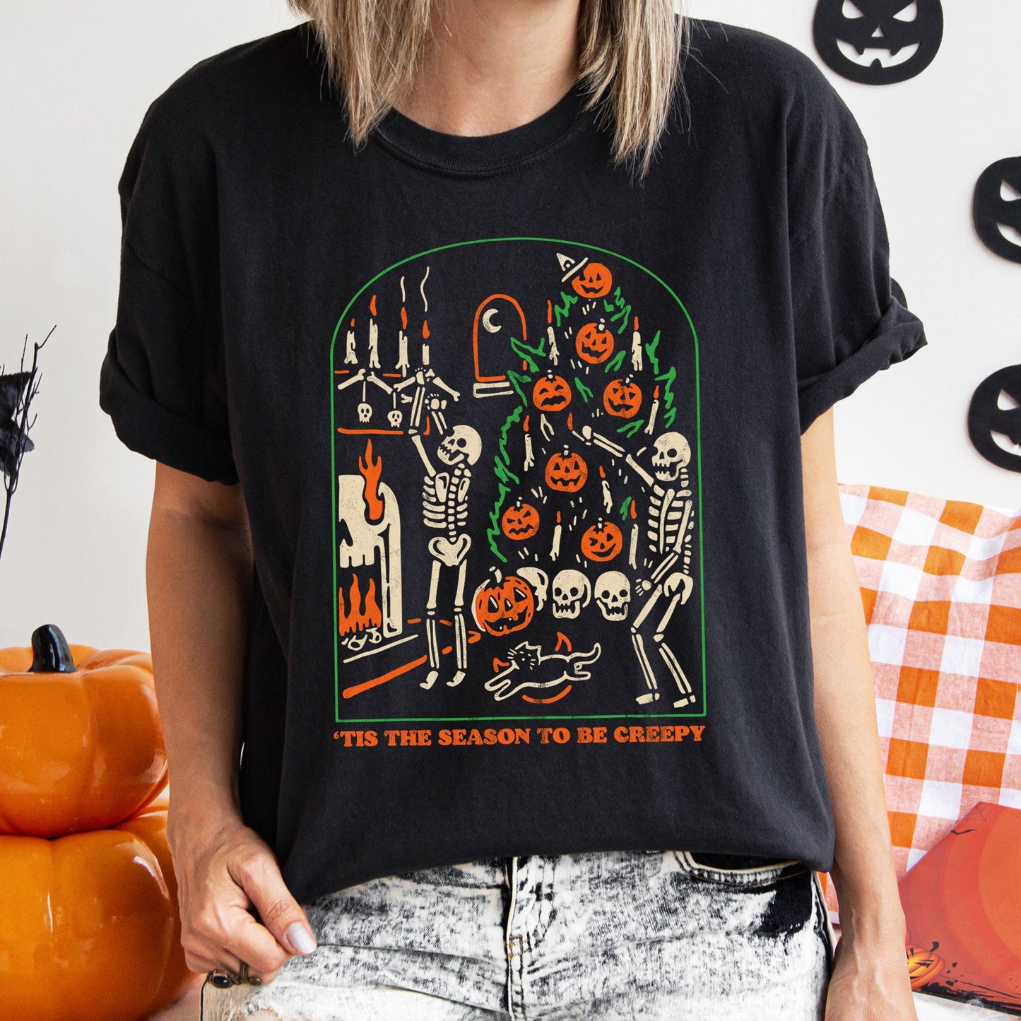 Tis The Season To Be Creepy Retro Halloween Comfort Colors Tshirt
