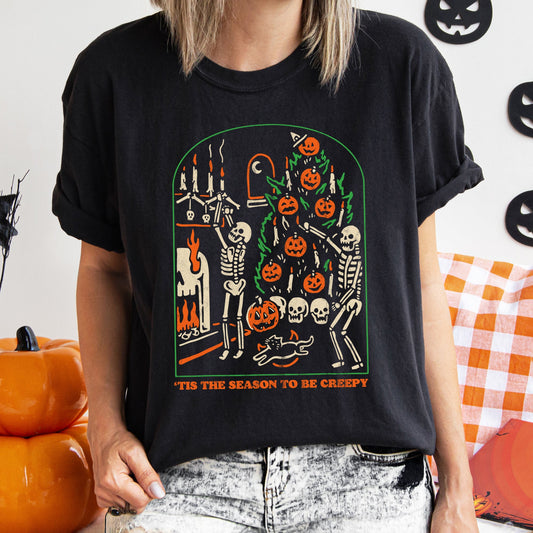 Tis The Season To Be Creepy Retro Halloween Comfort Colors Tshirt