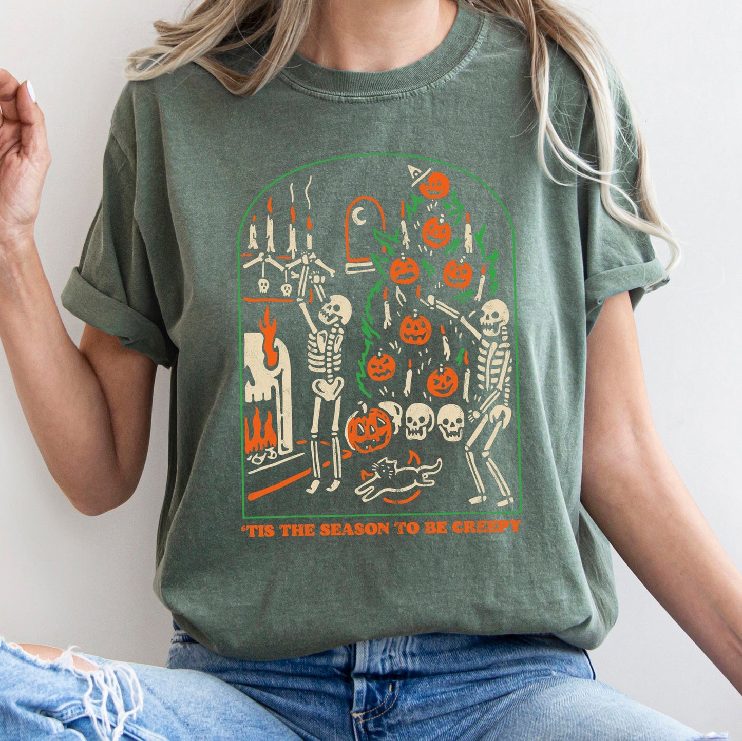 Tis The Season To Be Creepy Retro Halloween Comfort Colors Tshirt