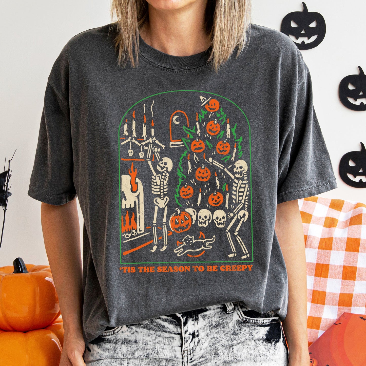 Tis The Season To Be Creepy Retro Halloween Comfort Colors Tshirt