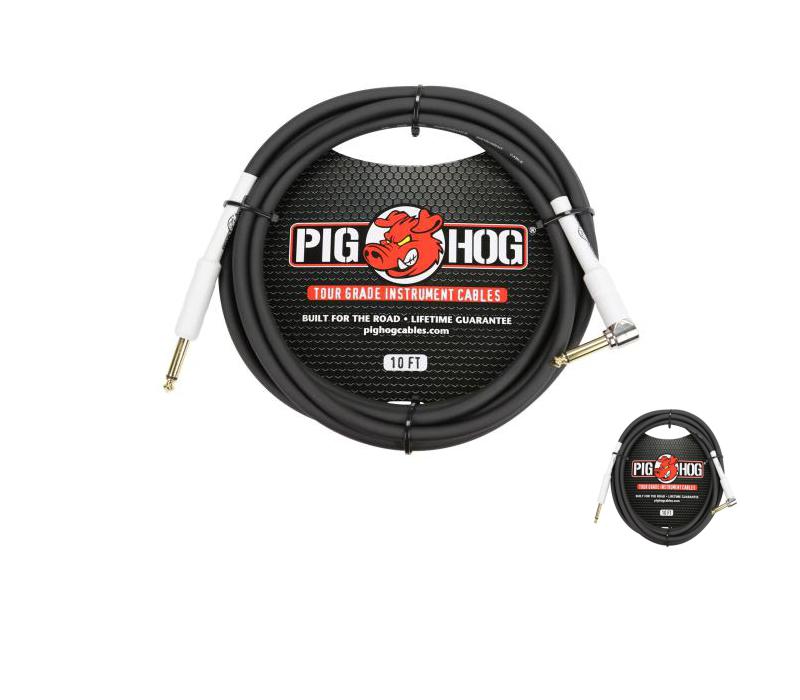 Pig Hog 8mm Right Angle 10ft Instrument Cable