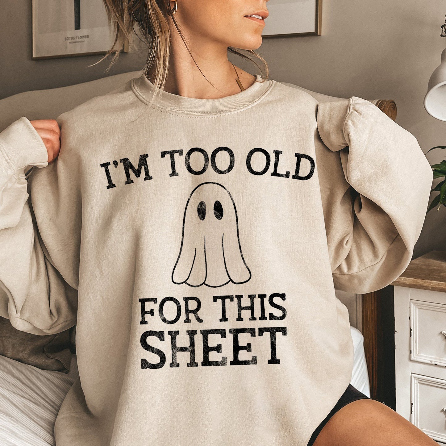 I'm Too Old Vintage Halloween Sweatshirt Soft Fleece Cotton Polyester Blend