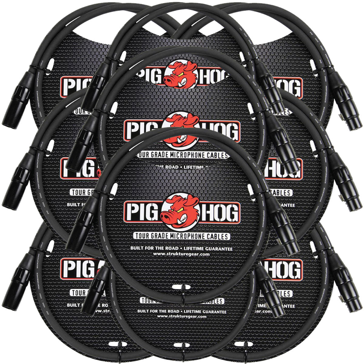 8mm Tour Grade Microphone XLR Cable 3ft 10-Pack Pig Hog
