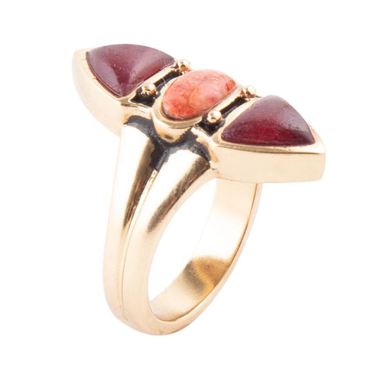 Tri-Stone Bordeaux Quartz Ring