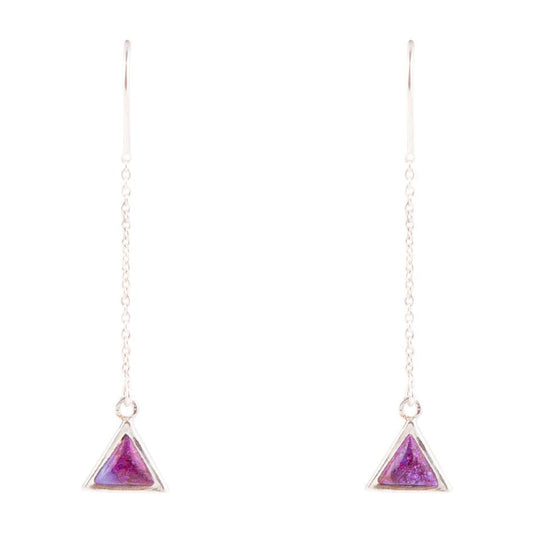 Triangle Threader Purple Turquoise and Sterling Silver Earrings