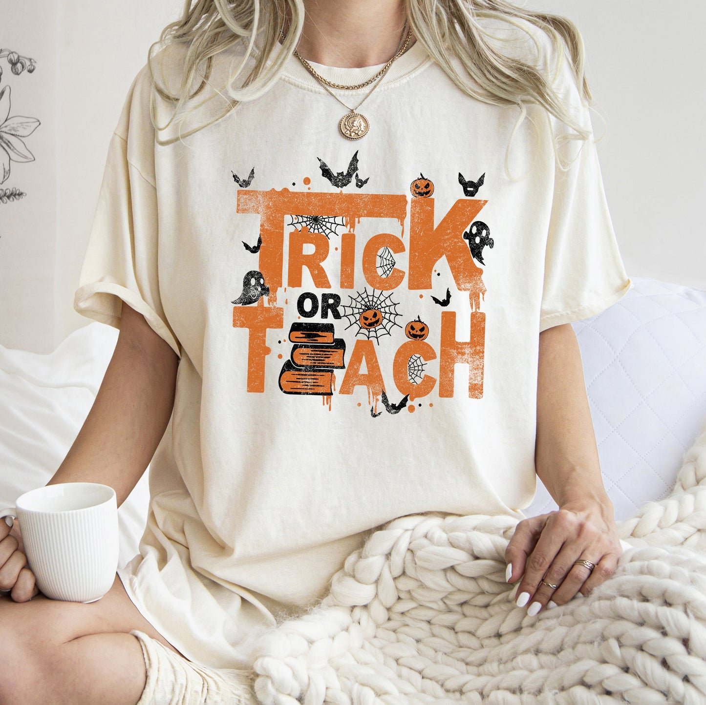Trick Or Teach Retro Halloween Teacher Comfort Colors Tshirt