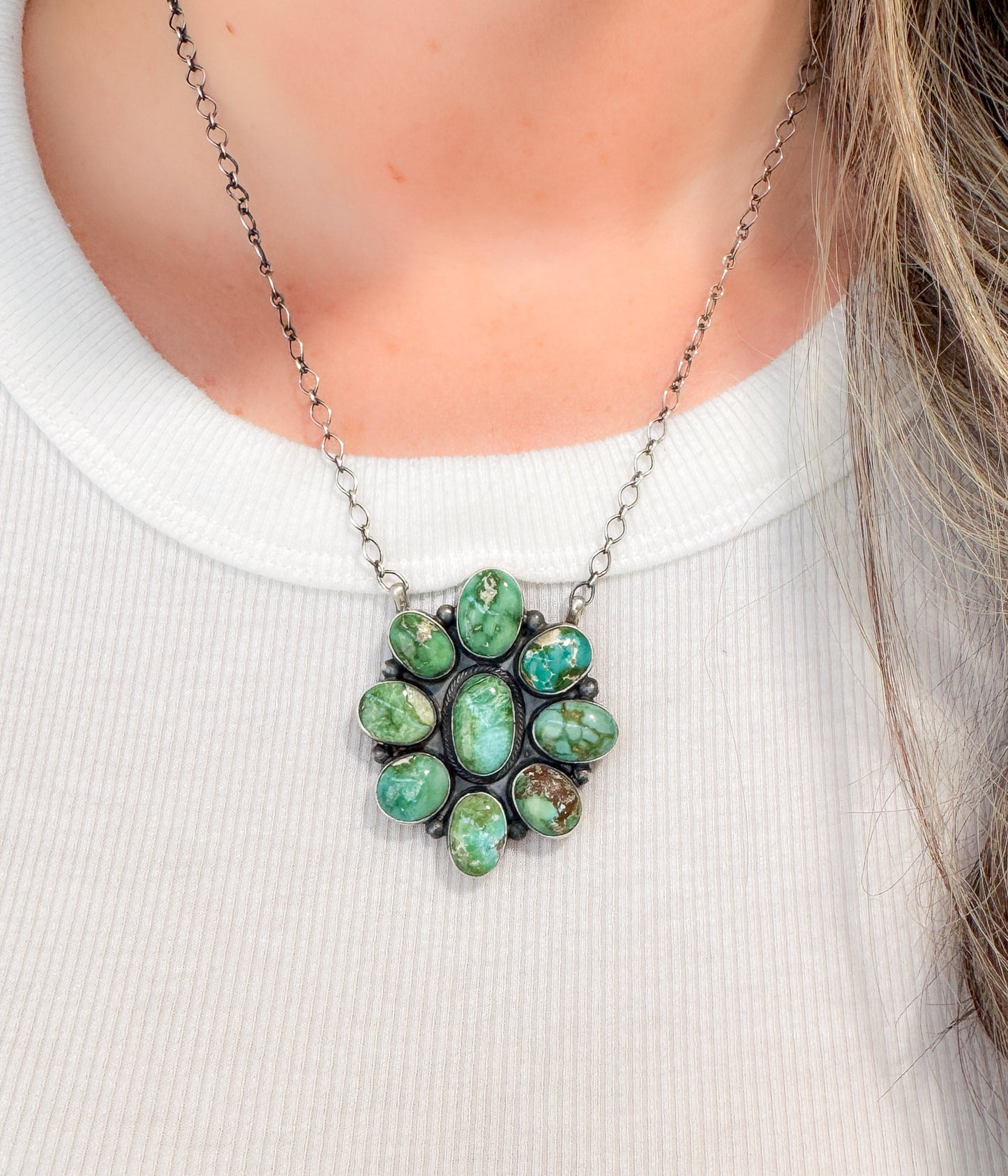 Sonoran Gold Turquoise Necklace Sterling Silver Navajo