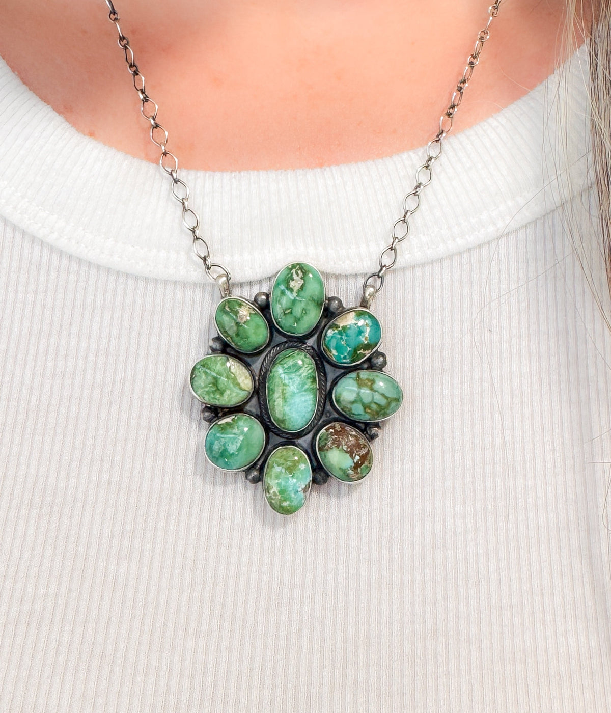 Sonoran Gold Turquoise Necklace Sterling Silver Navajo