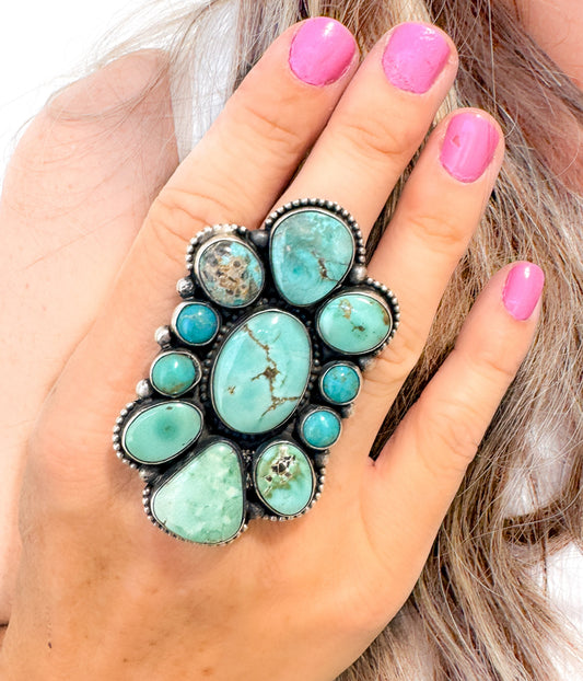 Large Cluster Ring 11 Stone Sonoran Gold Handmade by Ella Peters