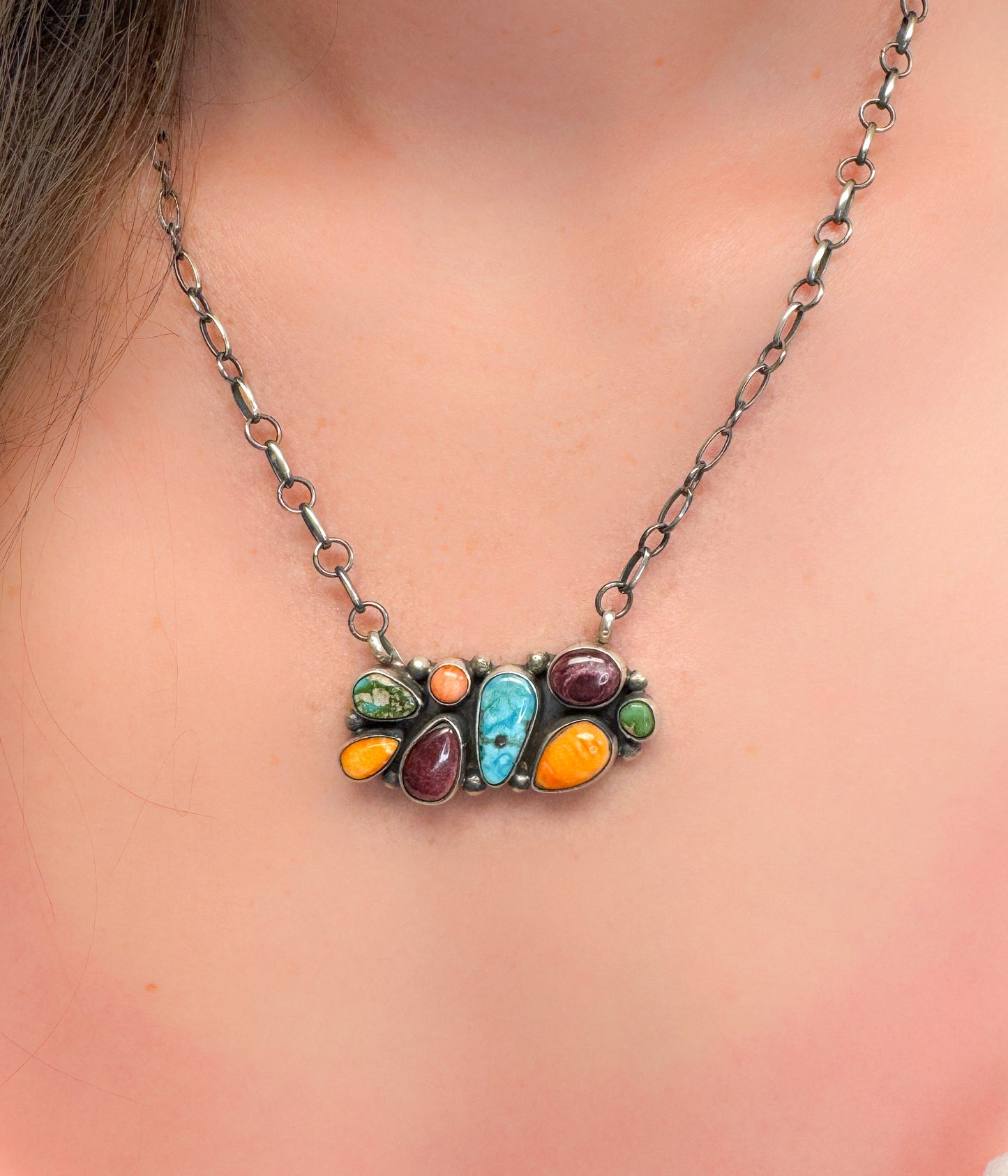 Eight Stone Multi Color Necklace