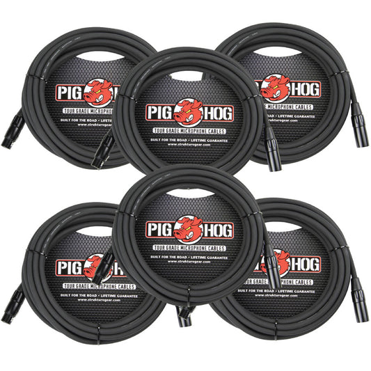 High Performance 8mm XLR Microphone Cable 20ft 6 Pack Pig Hog PHM20