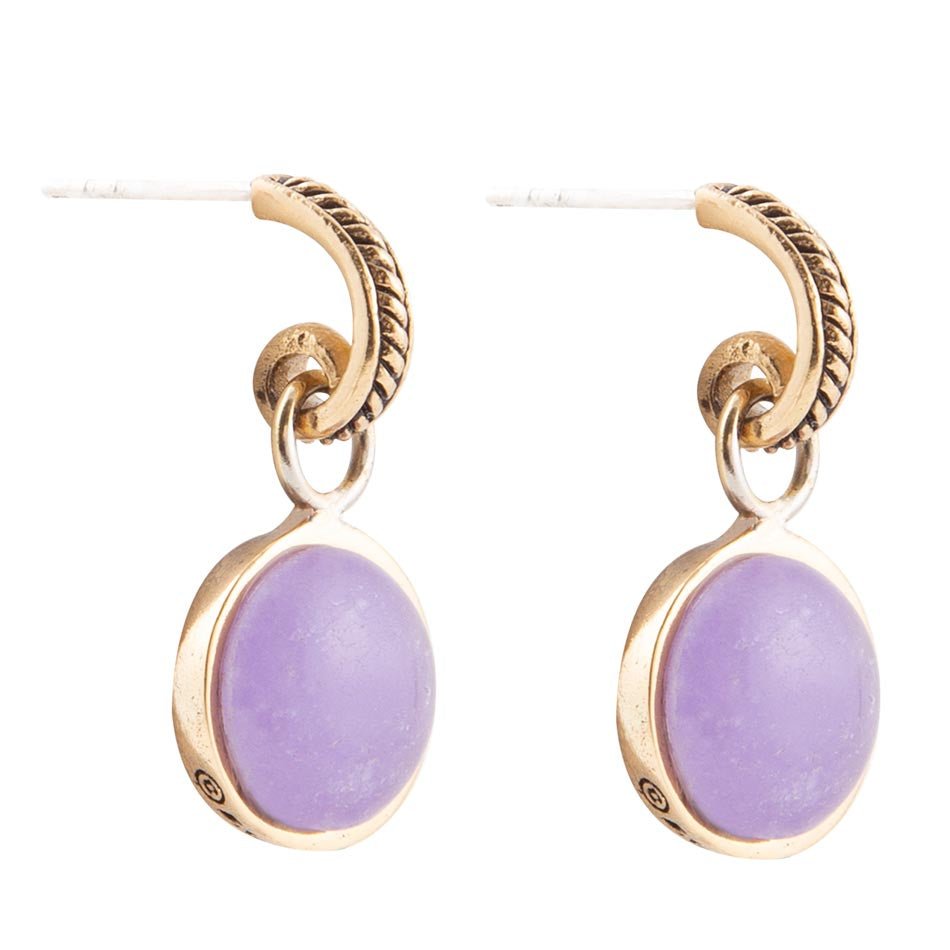 Tucson Charm Purple Quartz Golden Drop Earrings