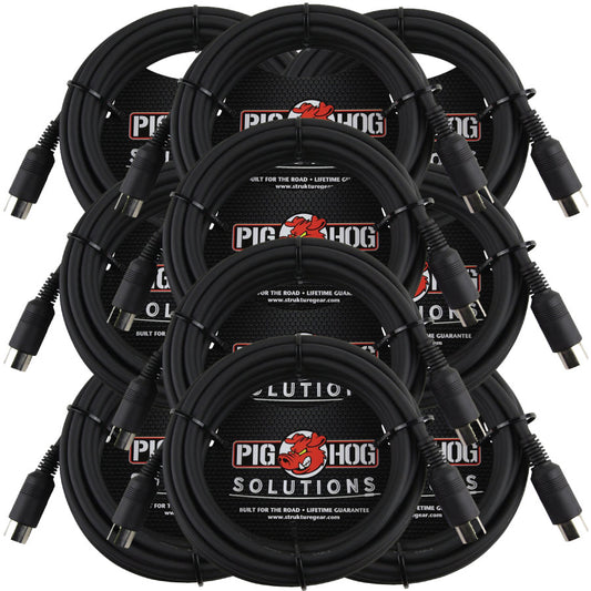 15ft MIDI Cable Black Instrument Interface 10 Pack Pig Hog Solutions