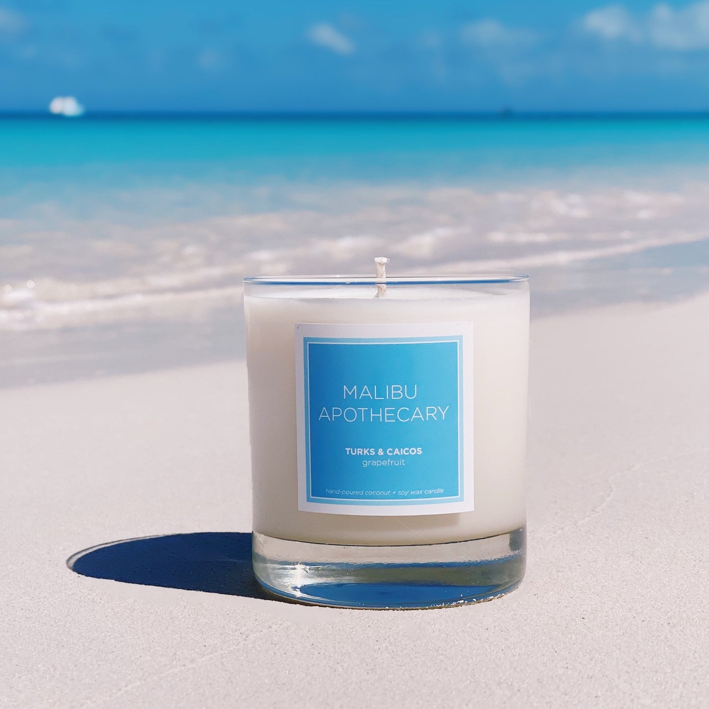 Clear Gloss Blue Accent Candle 8.5oz Coconut Soy Wax