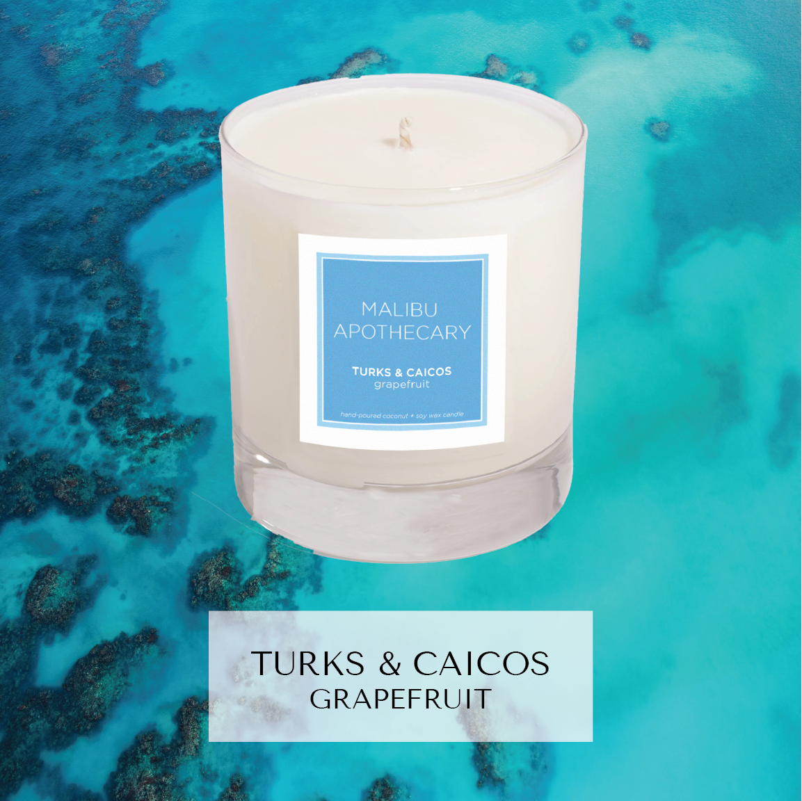 Clear Gloss Blue Accent Candle 8.5oz Coconut Soy Wax