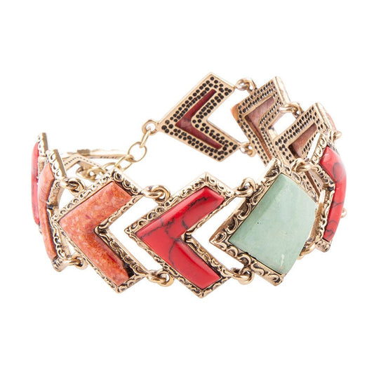 Green Turquoise Coral Tapestry Link Bracelet Barse Jewelry