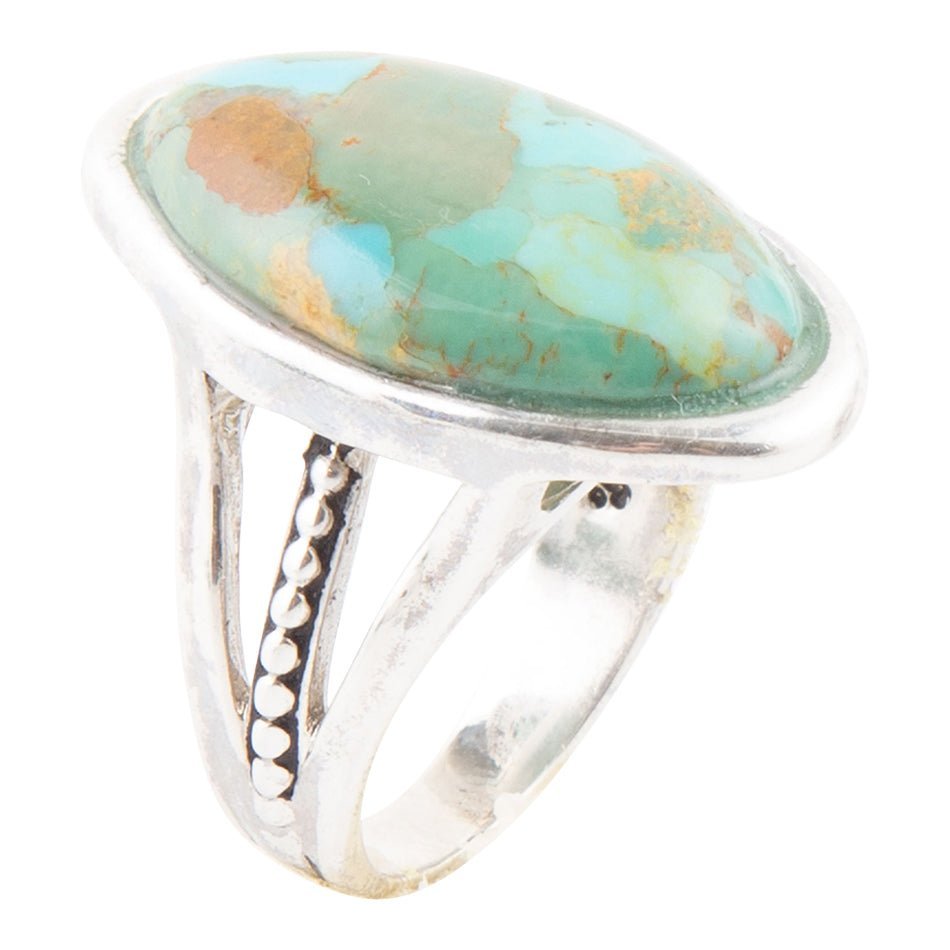 Blue Turquoise Oval Sterling Silver Ring