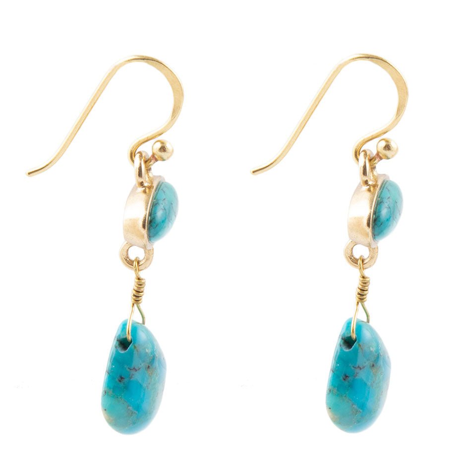 Turquoise Drop Bronze Earring