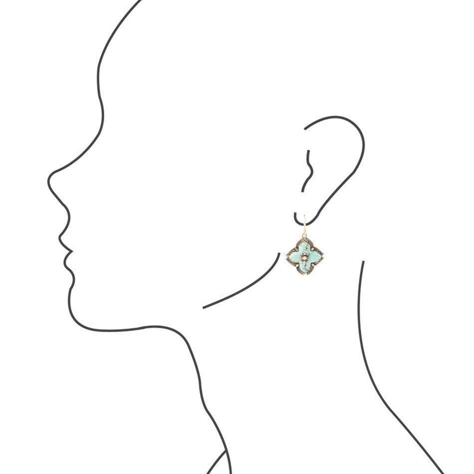 Blue Turquoise Maltese Cross Earrings Genuine Turquoise Jewelry