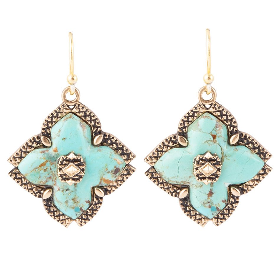 Blue Turquoise Maltese Cross Earrings Genuine Turquoise Jewelry